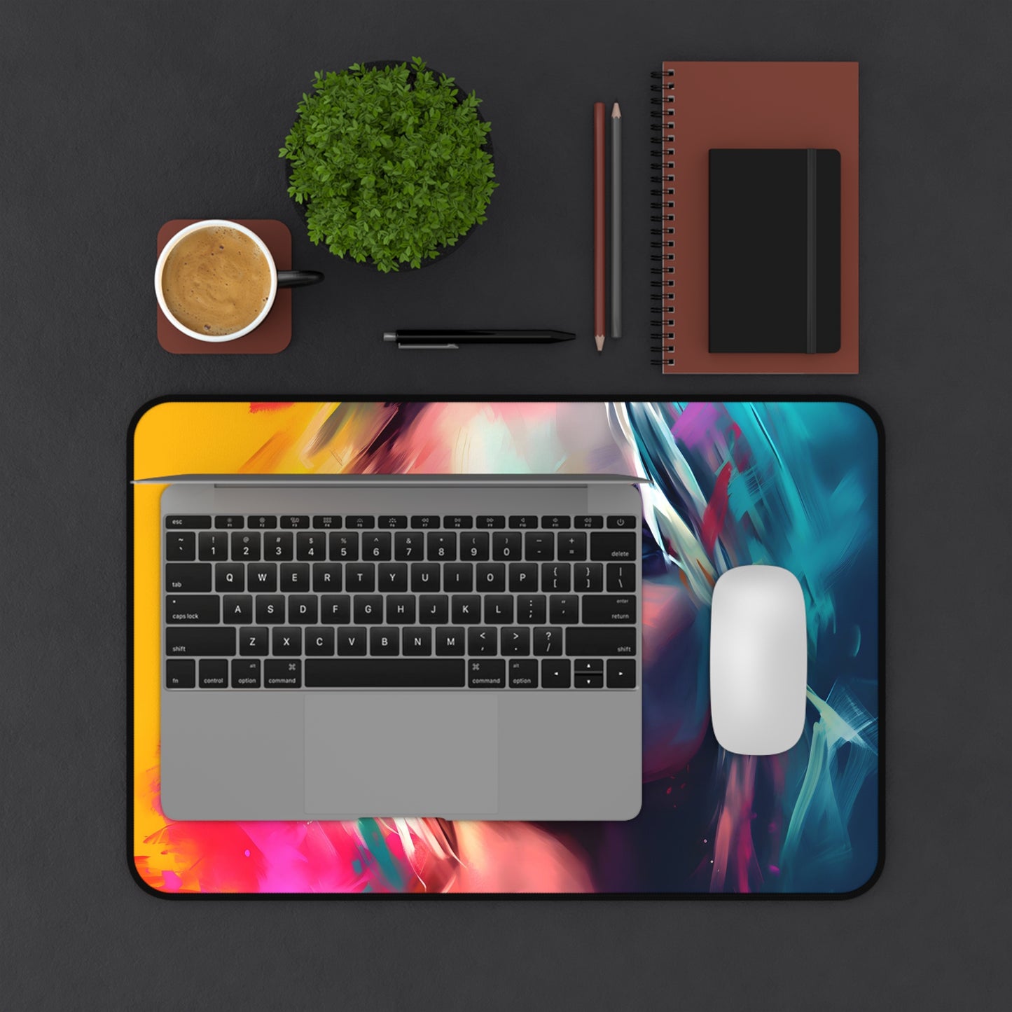 Neon Watercolor Margot Desk Mat - Brighten up your workspace with durable, stylish pop of color.