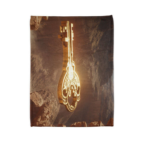 Mystic Key Floating over Canyon Altar Plush Fleece Throw Blanket