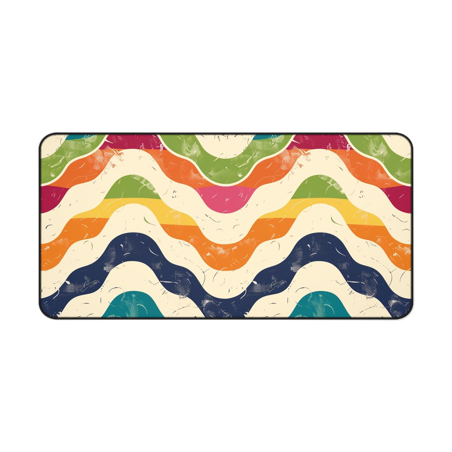 "Vibrant retro waves desk mat for stylish workspace decor"