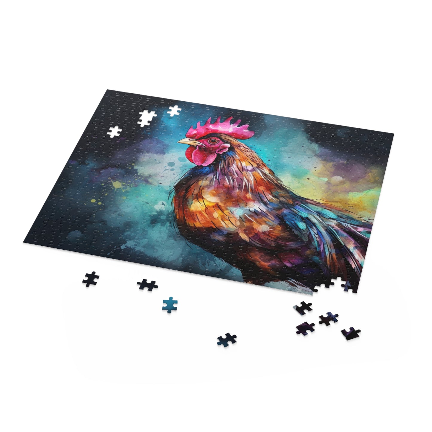 Colorful and vibrant Rooster Chicken jigsaw puzzle for animal lovers and puzzle enthusiasts of all ages, hours of entertainment guaranteed