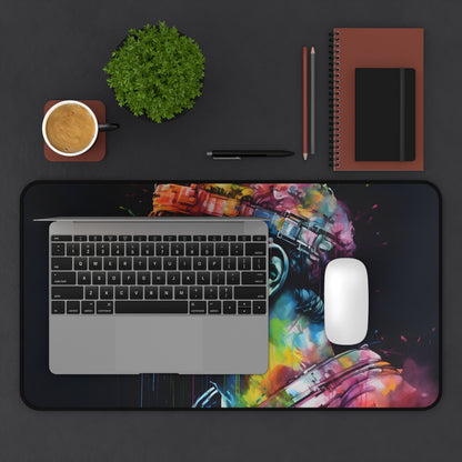 "Neon Caesar Watercolor Desk Mat - Vibrant and durable workspace essential for stylish desks"