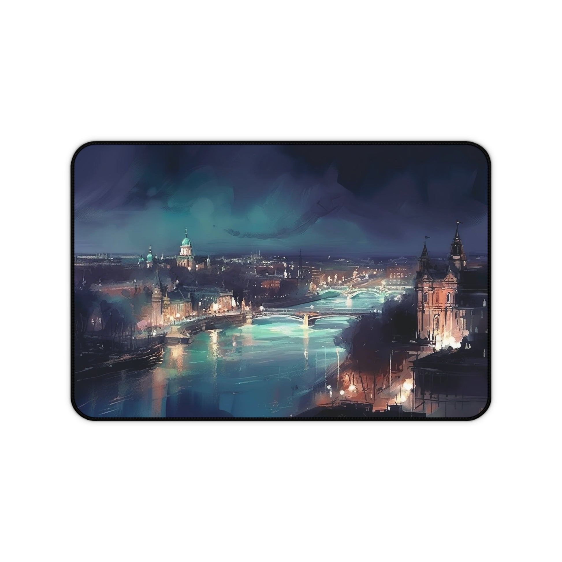 "London Night Desk Mat - Elevate workspace with captivating cityscape at night, adding sophistication and style"