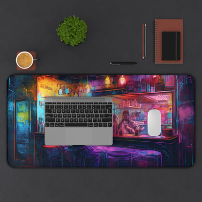 Colorful Neon Watercolor Desk Mat - Protect your desk in style with this vibrant bar watercolor design. Brighten up your workspace!