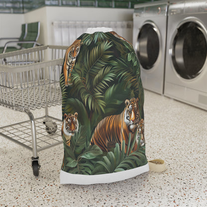 "Jungle Safari Tiger Laundry Bag - Explore the wild with tiger print design for laundry adventures"