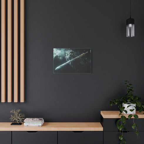 Epic Sword Embedded in Asteroid — Canvas Wall Art — Product Detail View 5
