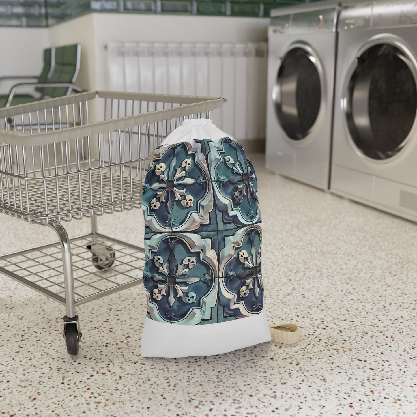 "Artisan Tile Laundry Bag - Stylish and sophisticated laundry bag with gorgeous seamless pattern"