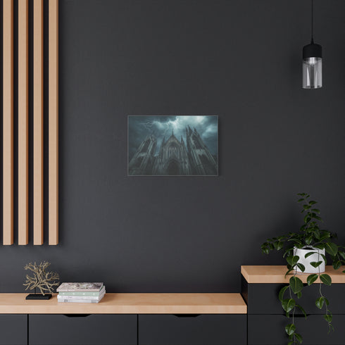 Gothic Cathedral in a Thunderstorm — Canvas Wall Art — Product Detail View 5