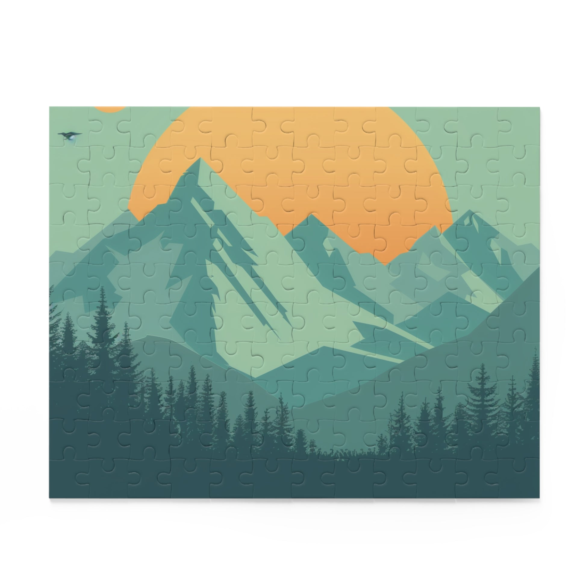 "Mountain Bliss Jigsaw Puzzle - Piece Together Serene Minimalist Landscape for Inner Peace"