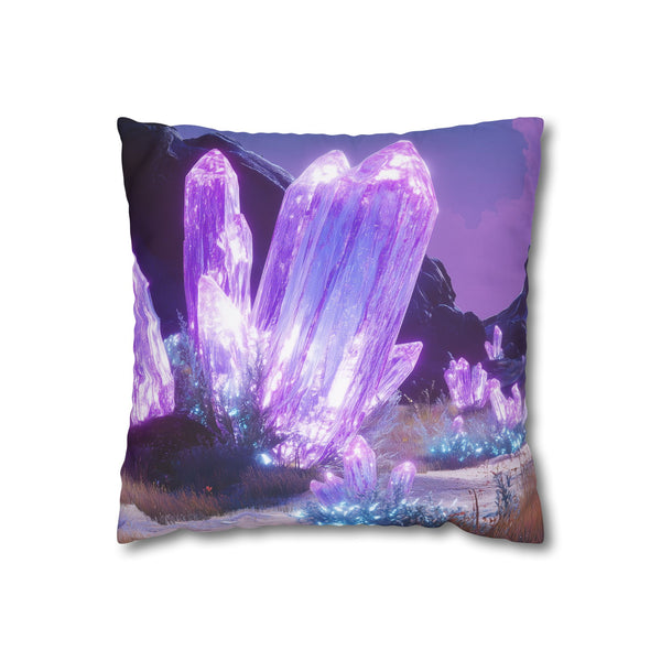 Neon Crystals Blooming in Wasteland (Edition II) — 40×40 Cushion Cover — Front 40×40 cm Square Cushion View