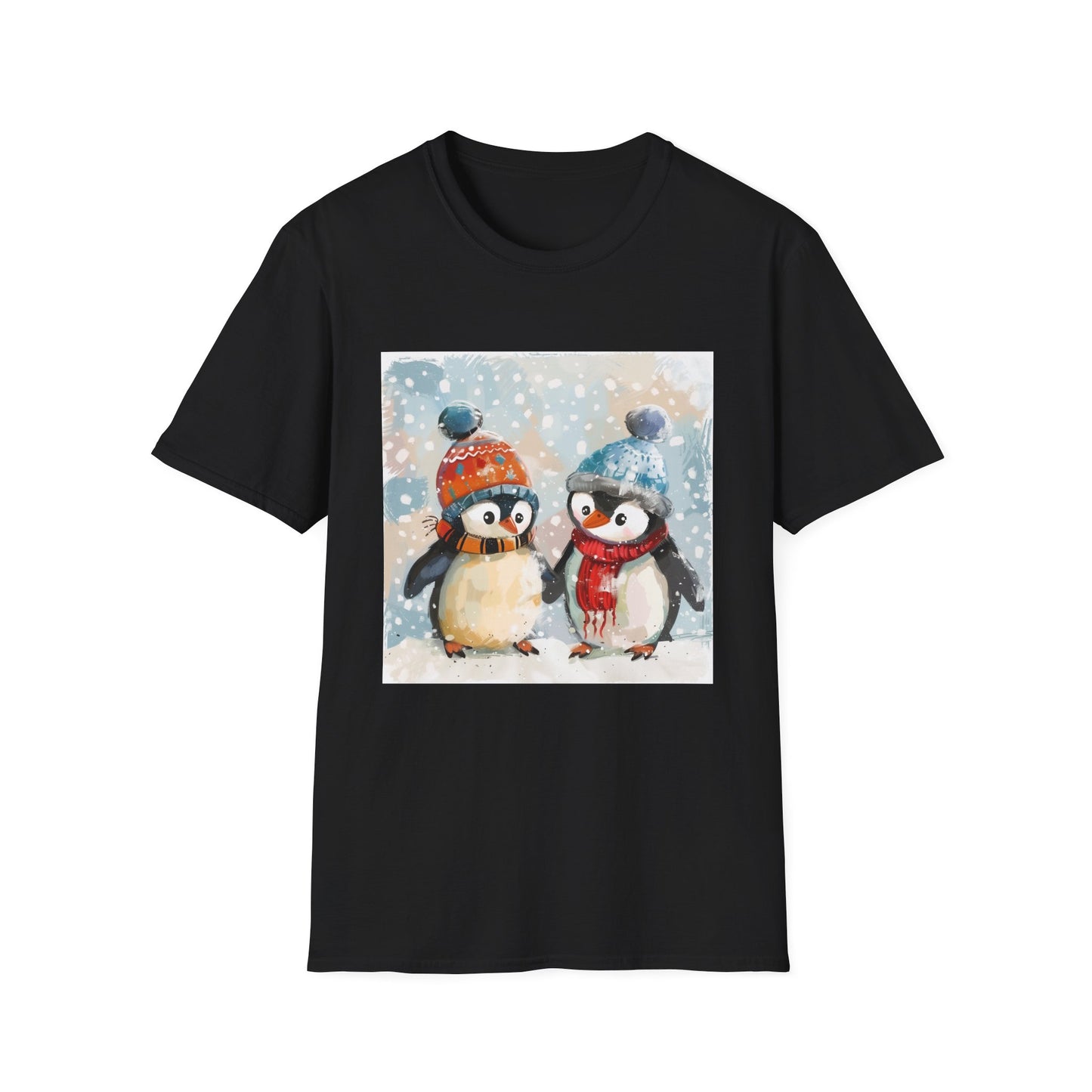 Waddle in Style: Penguins with Winter Flair | T-Shirt | DTG, Men's Clothing, Regular fit, T-Shirts, Unisex, Women's Clothing | Prints with Passion