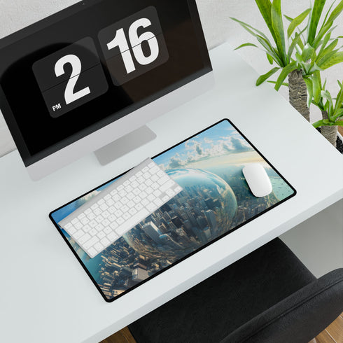 Glass City Hovering Above Earth — XL & XXL Desk Mat — Product Detail View 7