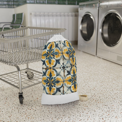 "Stylish Artisan Tile Laundry Bag for Organized Laundry Routine - Durable and Elegant Home Decor"