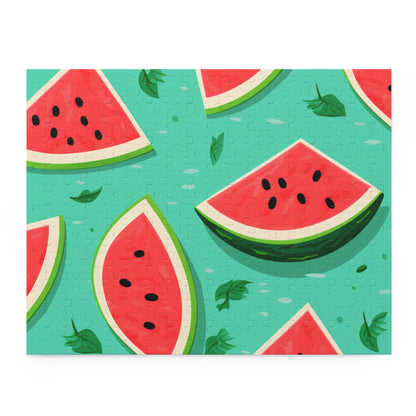 Watermelon Hawaiian Jigsaw Puzzle - Tropical vibes vibrant colors, Bacano Go design for relaxing fun challenge.