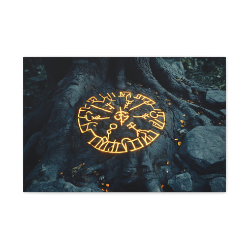 Ancient Tree with Glowing Runes — Canvas Wall Art — Front Gallery-Wrapped Canvas View