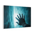 Hand Reaching Through Glowing Portal — Canvas Wall Art — Side Profile & Stretched Corner Detail