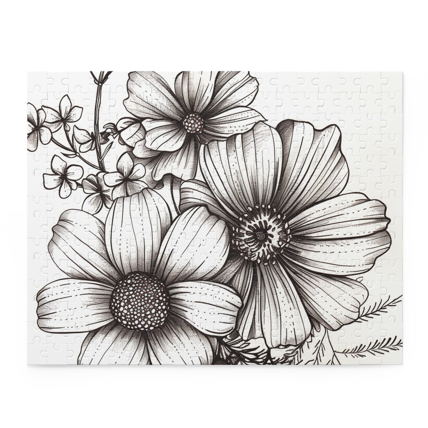 "Hand-drawn floral garden jigsaw puzzle for a relaxing evening at home or as a thoughtful gift"