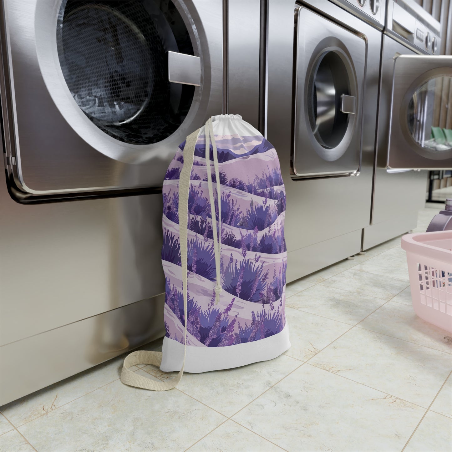 "Transform laundry day with Lavender Fields laundry bag, beautiful floral pattern"