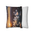 Sunset Canyon with Floating Bioluminescent Jellyfish — 40×40 Cushion Cover — Sofa & Living Room Lifestyle View