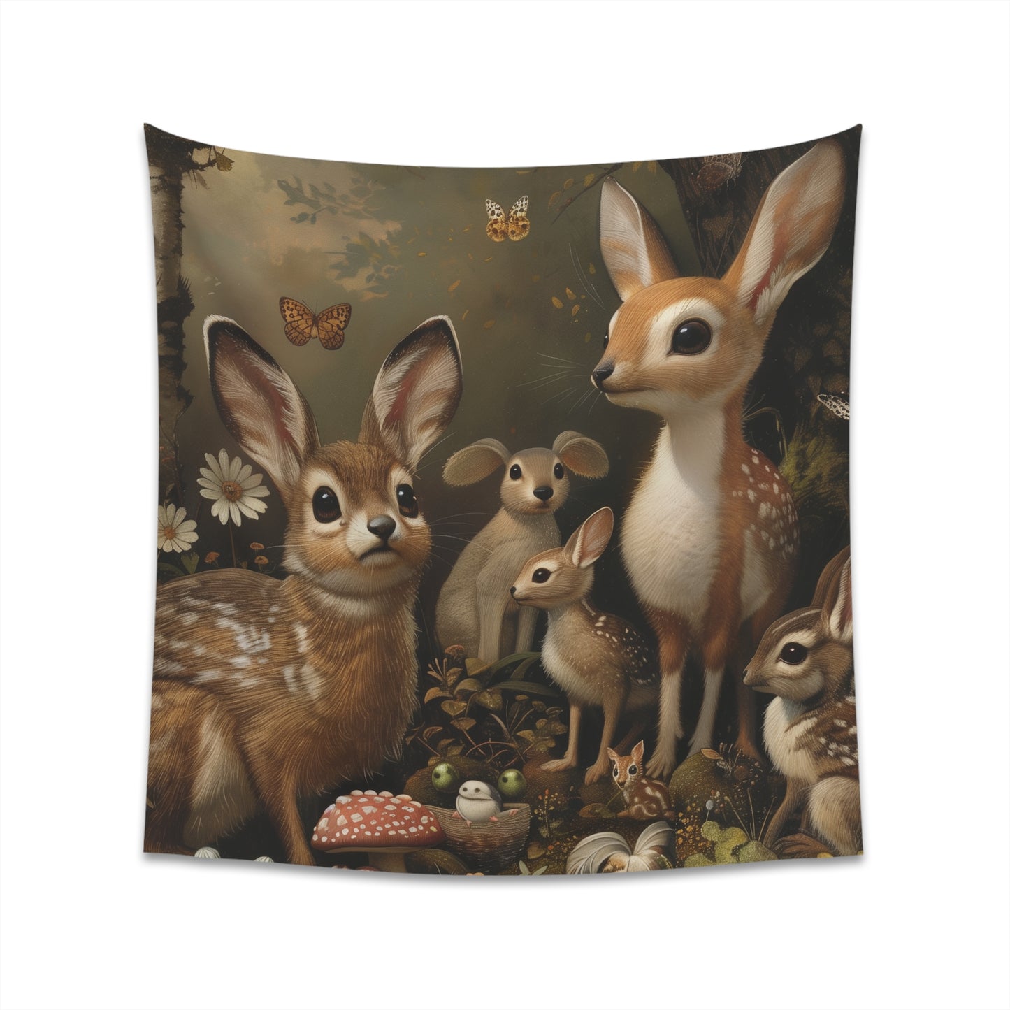 Enchanting Forest Whispers Woodland Creatures Tapestry - high-quality, stylish décor for all seasons. Perfect gift option.