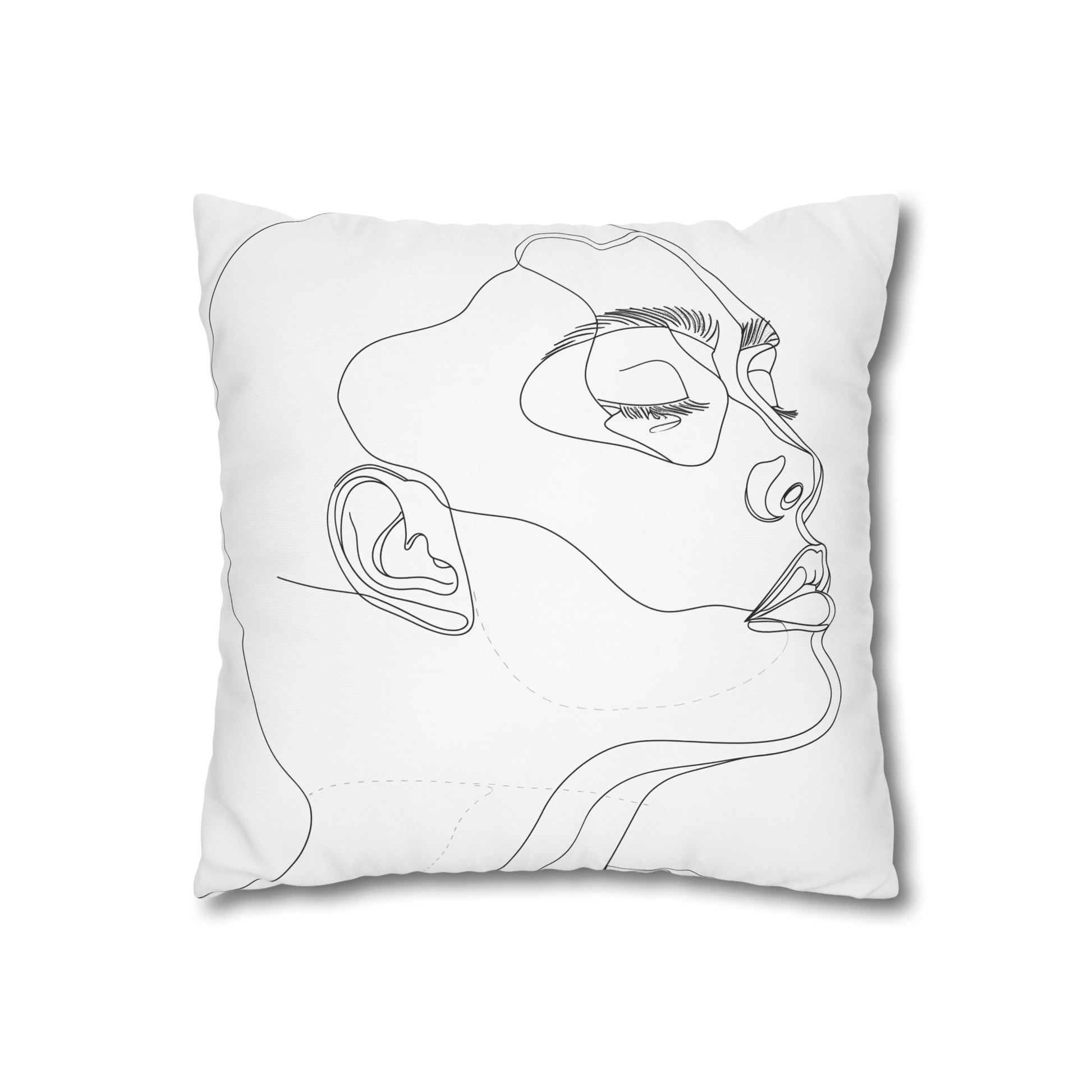 "Minimalist Line Art Portrait Pillowcase - High-quality, stylish bedding for all seasons. Makes a great gift! Shop now."