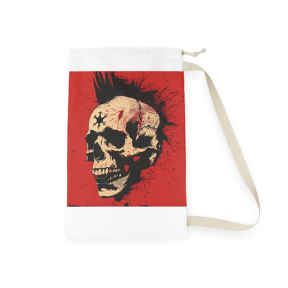 Skull Punk Laundry Bag - Durable material with rebellious skull design, perfect for your punk rock soul.