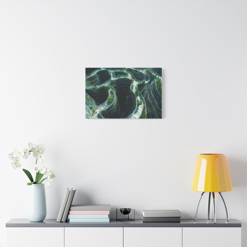 Glass Maze Growing Through Skyscrapers (Edition II) — Canvas Wall Art — Kiln-Dried Pine Frame & Ready-to-Hang Back View