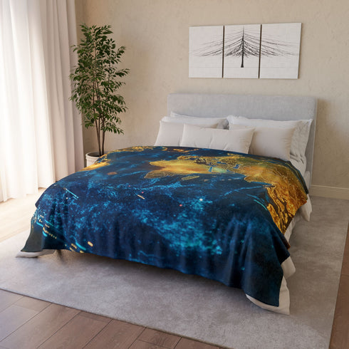 Holographic Map of Forgotten Worlds Plush Fleece Throw Blanket