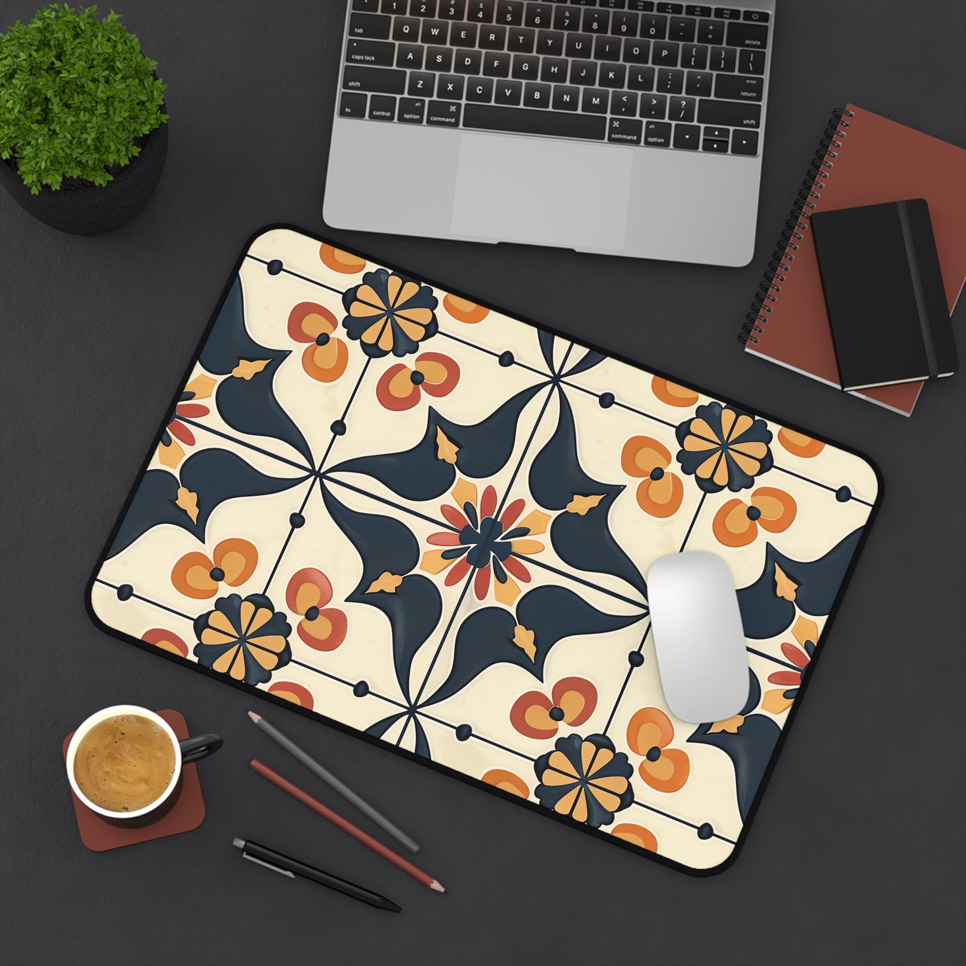 "Artisan Tiles Desk Mat - Stylish and durable workspace accessory with seamless pattern design"