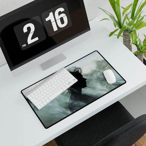 Abstract Waves Forming Human Silhouette — XL & XXL Desk Mat — Product Detail View 7