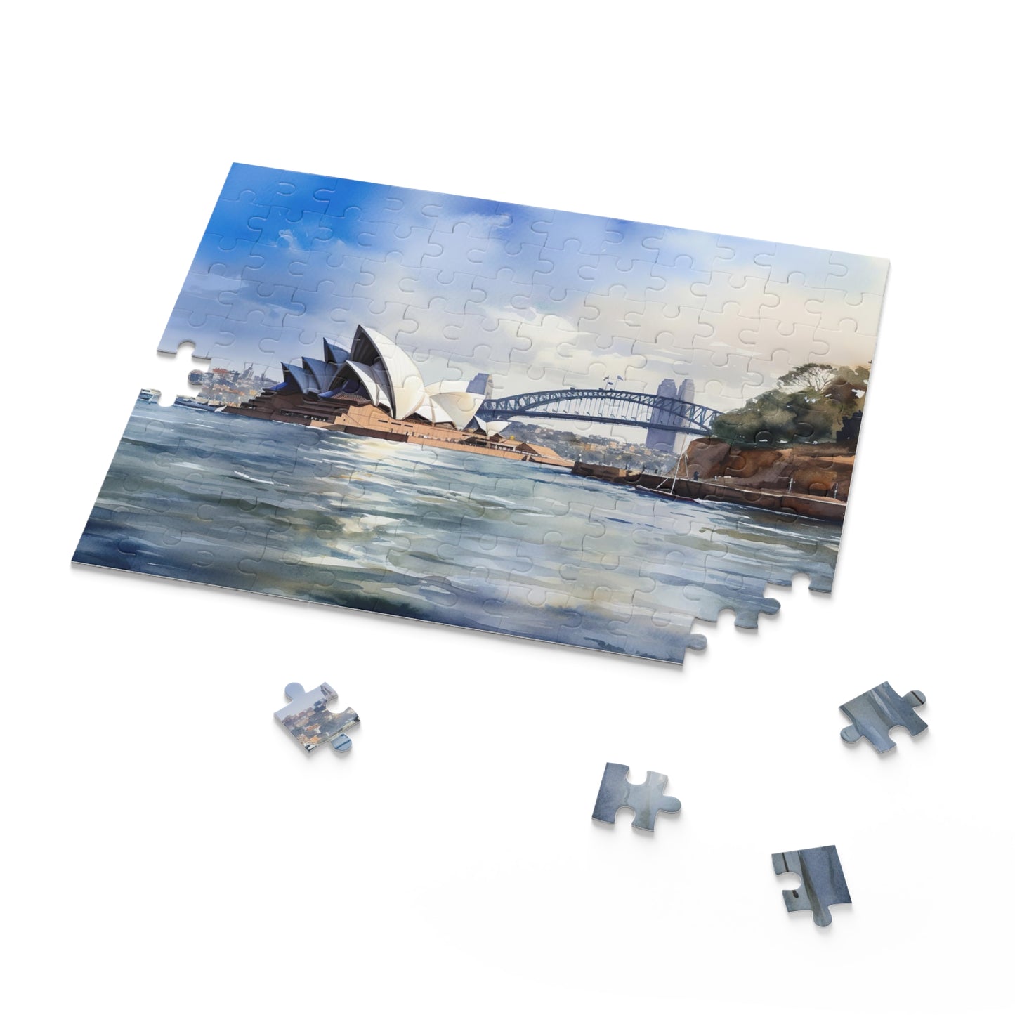 Vibrant Sydney Skyline Jigsaw Puzzle with iconic landmarks and harbor views, perfect for travel enthusiasts and scenery lovers.