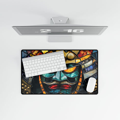 Stained Glass Samurai Mask — XL & XXL Desk Mat — Product Detail View 8