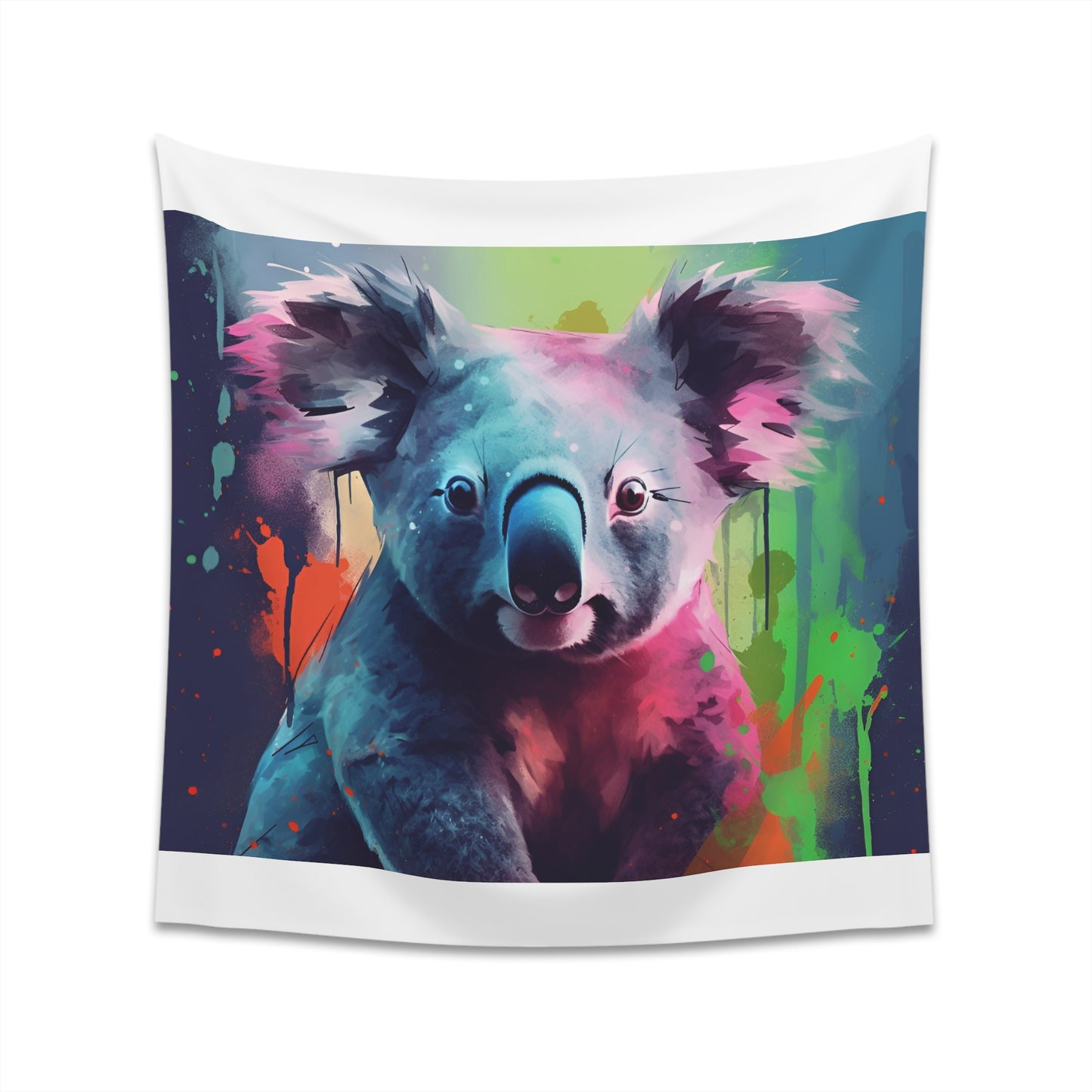 "Adorable Koala Cuddles Watercolor Tapestry: High-quality, stylish, and perfect for all seasons. Makes a great gift! Available in 34" x 40" and 57" x 57" sizes. Bring Australian charm to your home today!"