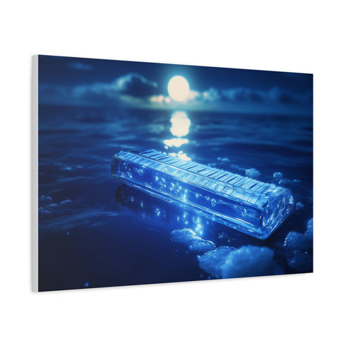 Glass Harmonica Floating in Moonlight Stretched Canvas Wall Art
