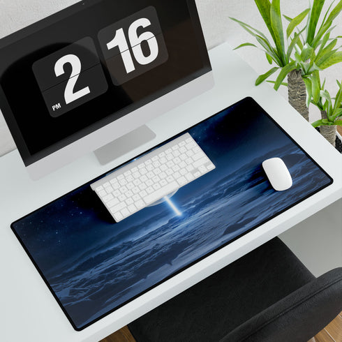 Light Beam Piercing the Moon — XL & XXL Desk Mat — 3mm Non-Slip Natural Rubber Base Detail