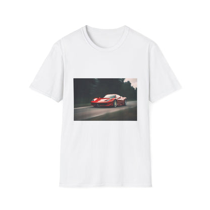 "Adrenaline Rush on the Racing Circuit" T-shirt featuring a sleek Ferrari mid-race, vibrant colors, speed, precision, and raw power for high-octane adventure and passion for the open road.