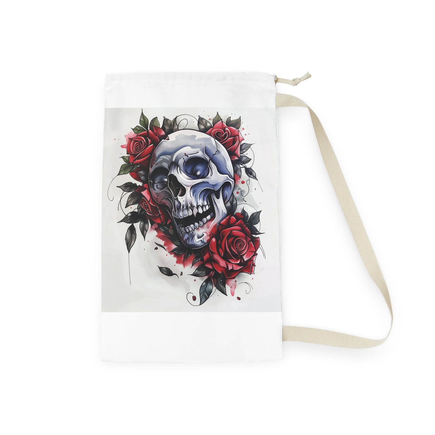 Gothic Skull and Rose Laundry Bag - Edgy and Stylish Pillowcase for Dark Home Décor