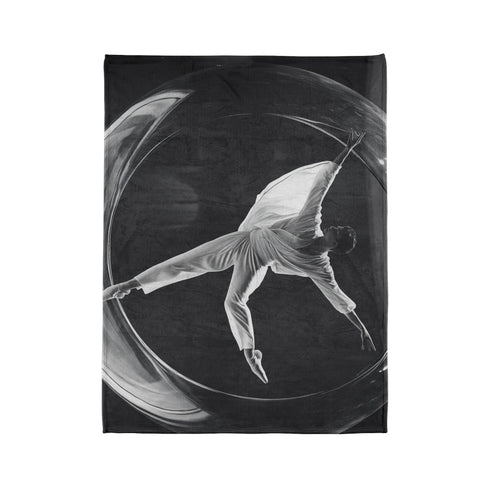 Ballet Dancer Spinning Through Gravity — Plush Fleece Throw Blanket — Product Detail View 10