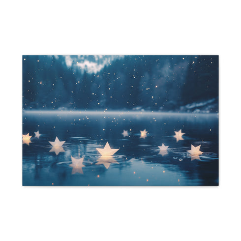 Paper Stars Falling into Dream Lake — Canvas Wall Art — Front Gallery-Wrapped Canvas View