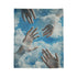 Painted Clouds Forming Human Hands — Plush Fleece Throw Blanket — Product Detail View 7