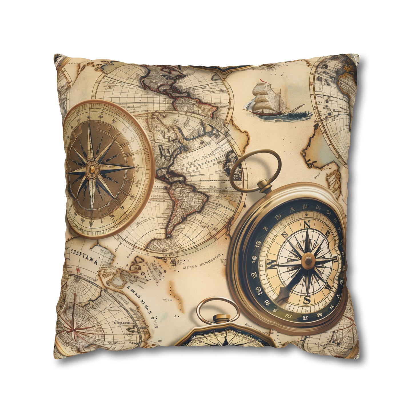 Vintage Maps Pillow Case Set - Travel-themed pillowcase with intricate old-world map pattern for a comfortable night's sleep