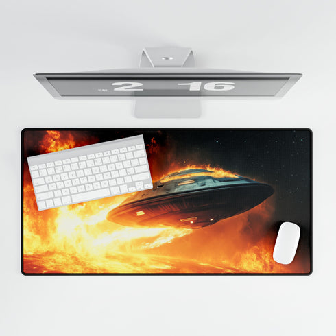 Spaceship Leaving a Burning Planet Gaming XXL Extended Desk Mat