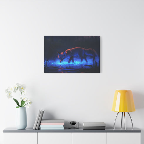 Bioluminescent Fox Walking Through Swamp — Canvas Wall Art — Product Detail View 7