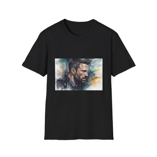 Dark Knight in Watercolor Radiance | T-Shirt | Batman, Ben Affleck, Caped Crusader, Cowl, Dark Knight, Dark Knight Rises, DC Comics, Gotham City, Superhero, Watercolor | Prints with Passion