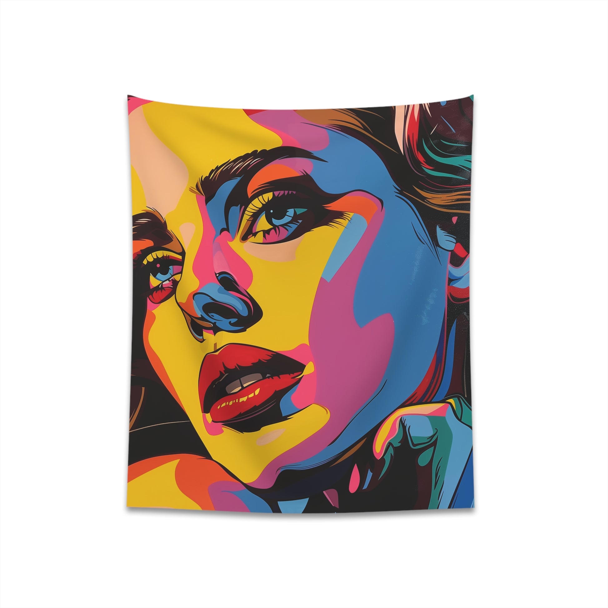 "Pop Art Icon Portrait Tapestry - Vibrant and Bold Artwork for Any Space"