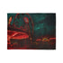 Haunted Carnival on Another Planet — Plush Fleece Throw Blanket — 300 GSM Plush Coral Fleece Texture Close-Up