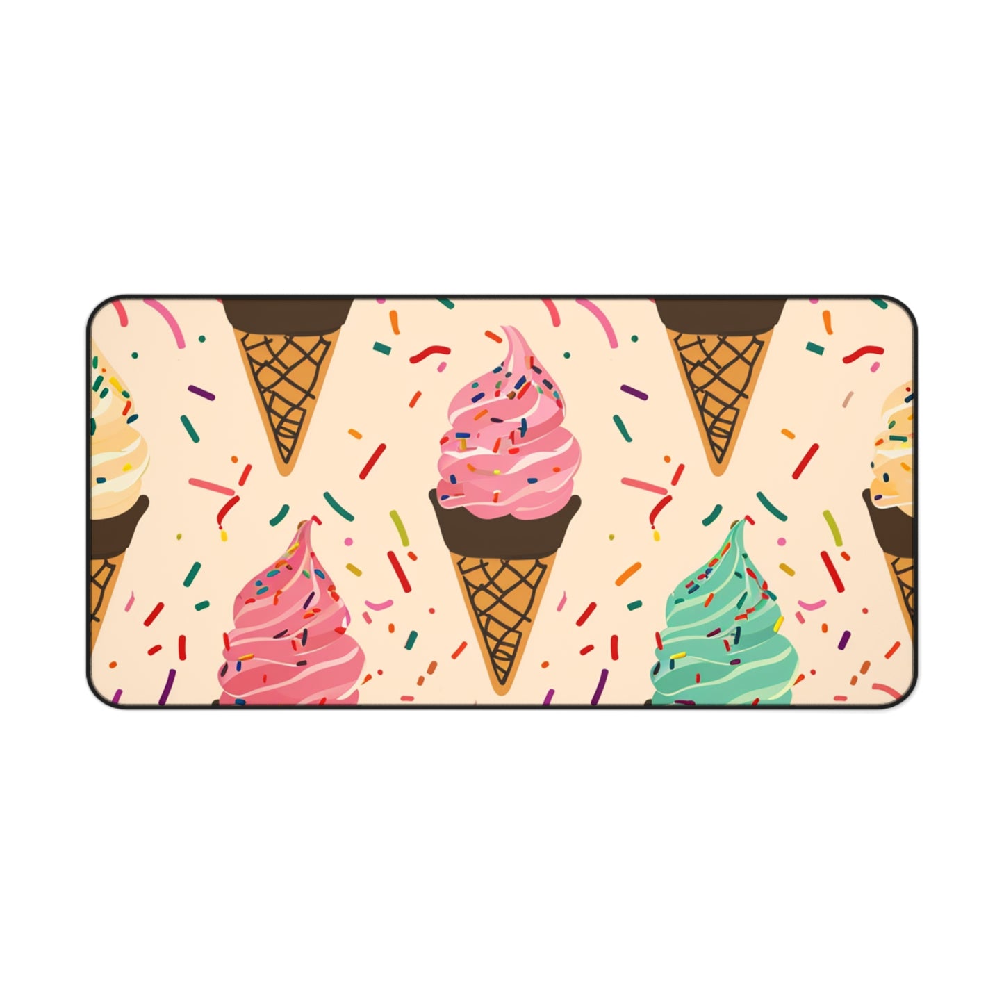 "Sprinkle Cone Desk Mat - Fun & Colorful Ice Cream Cone Pattern for Workspace"