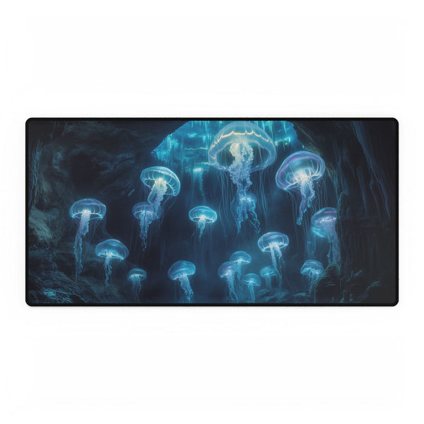 Bioluminescent Jellyfish Crystal Cave Gaming XXL Extended Desk Mat - Front Hero View | Prints With Passion