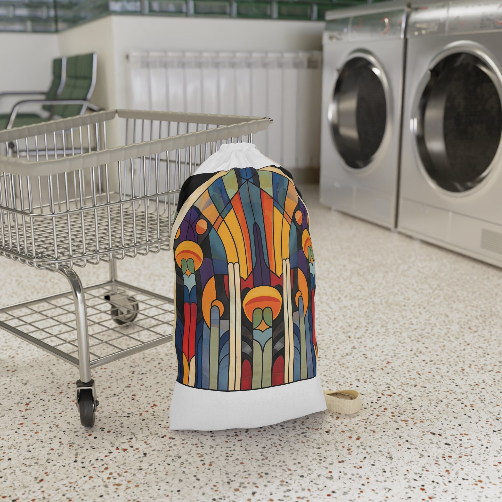 "Abstract Deco Laundry Bag - Stylish and functional laundry organizer with art deco patterns"