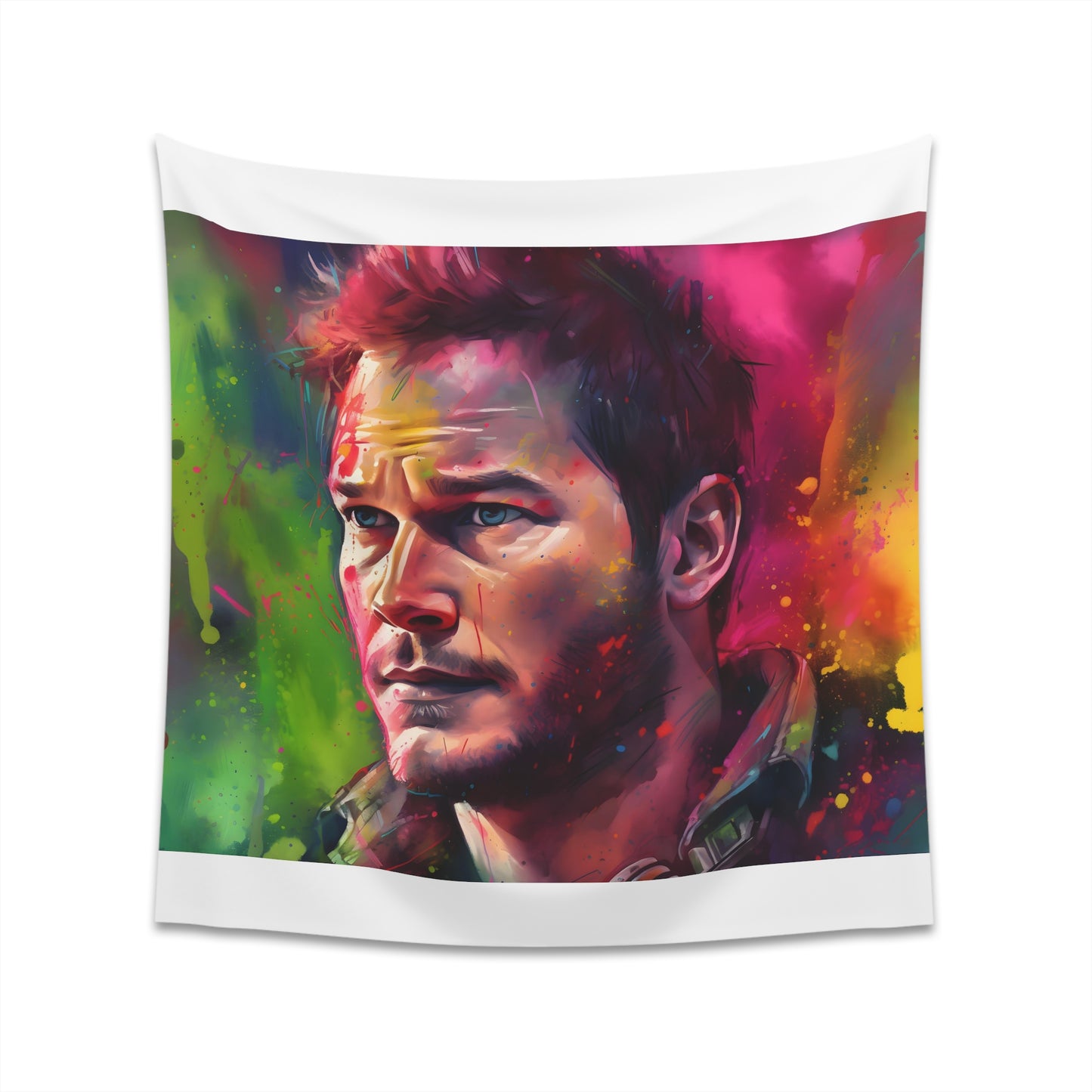 Neon Chris Pratt Tapestry: Vibrant Heroic Charm and Versatility - High-Quality, Stylish Gift Option