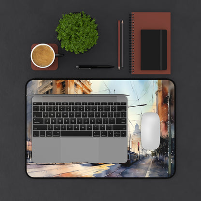 "Melbourne City Desk Mat - Protect your workspace with this stylish desk accessory featuring the city skyline. Add a touch of Melbourne to your desk!"